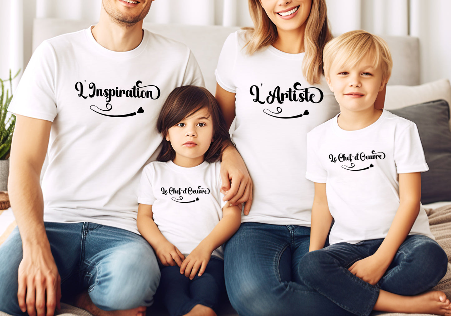 T-shirt famille assorti, Portrait famille, Cadeau famille