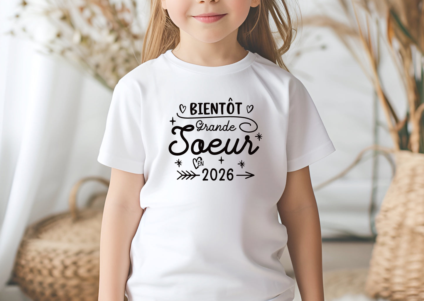 Annonce grossesse originale – T-shirt future grande sœur personnalisé – idée cadeau enfant - surprise naissance