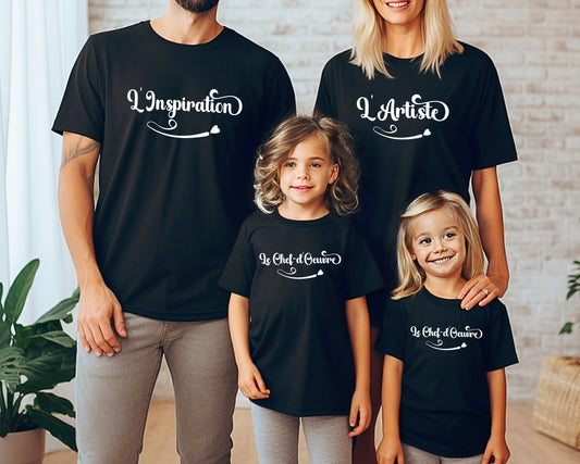 T-shirt famille assorti, Portrait famille, Cadeau famille