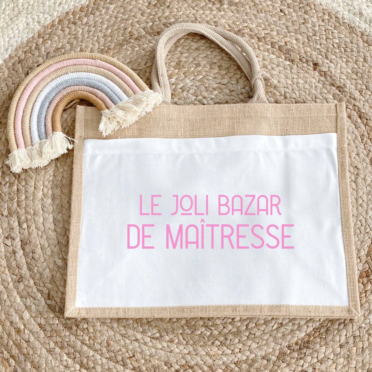 Sac Cabas, Cabas en toile de jute, Sac personnalisé, Cadeau femme personnalisé