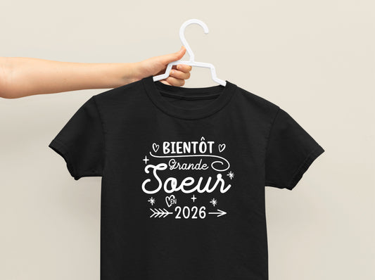 Annonce grossesse originale – T-shirt future grande sœur personnalisé – idée cadeau enfant - surprise naissance