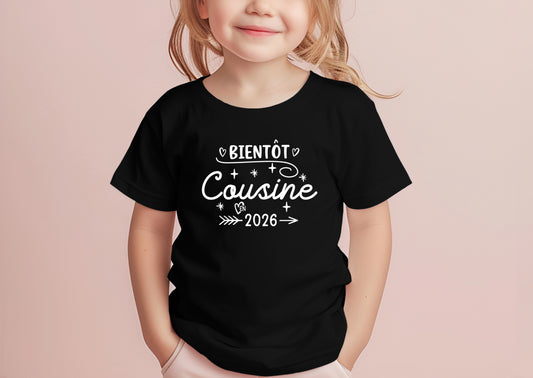 Annonce grossesse originale – T-shirt future cousine personnalisable – idée surprise naissance