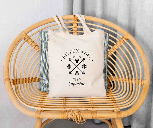 Tote Bag Noël personnalisé, Tote bag prénom, Cadeau noël