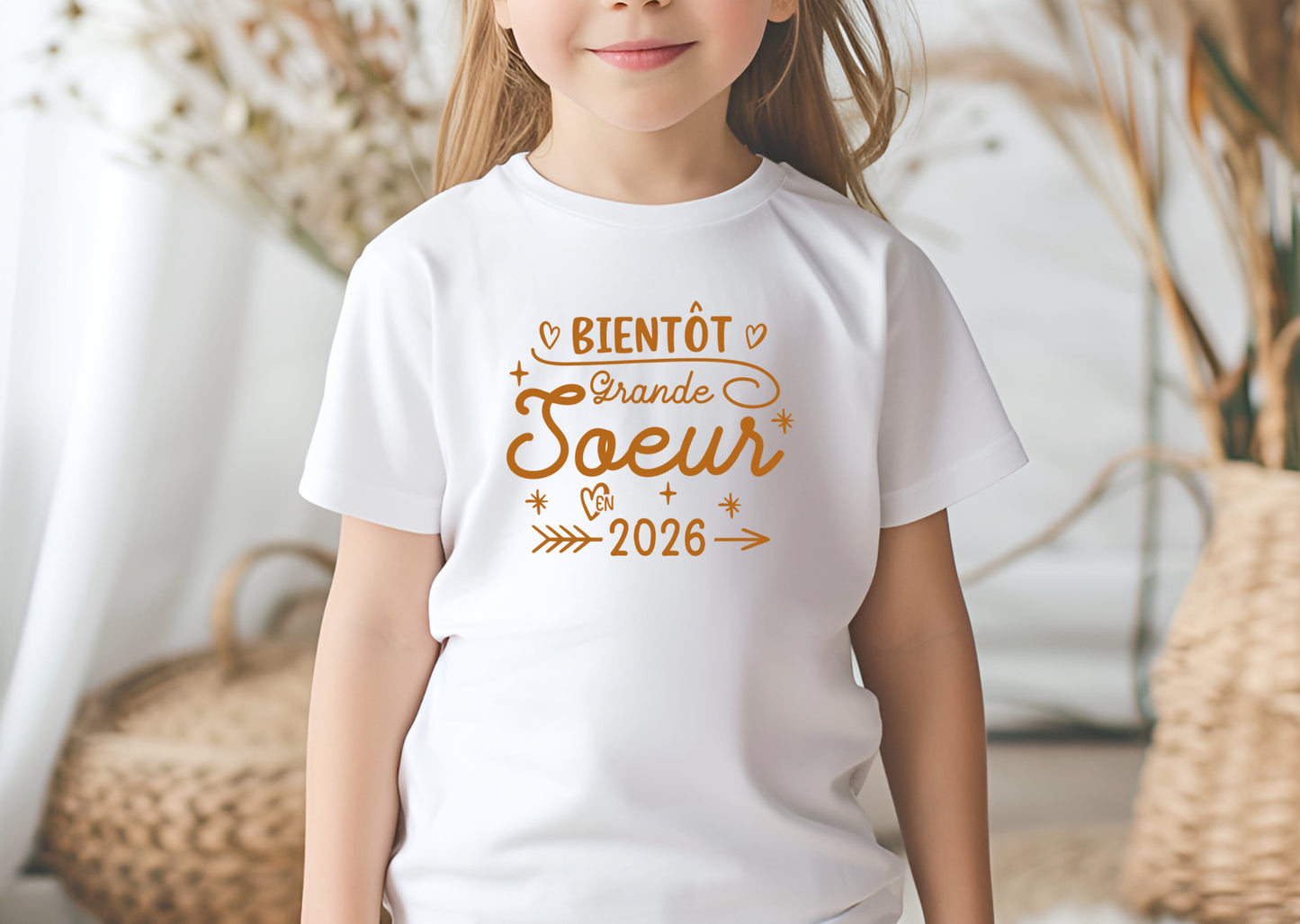 Annonce grossesse originale – T-shirt future grande sœur personnalisé – idée cadeau enfant - surprise naissance
