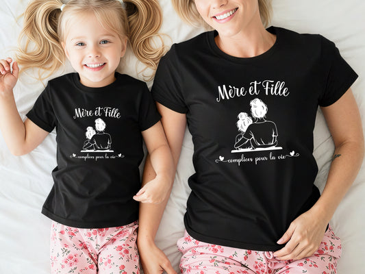 Duo t-shirts mère et fille Complices pour la vie – T-shirts assortis maman fille – Cadeau fête des mères – Look matchy