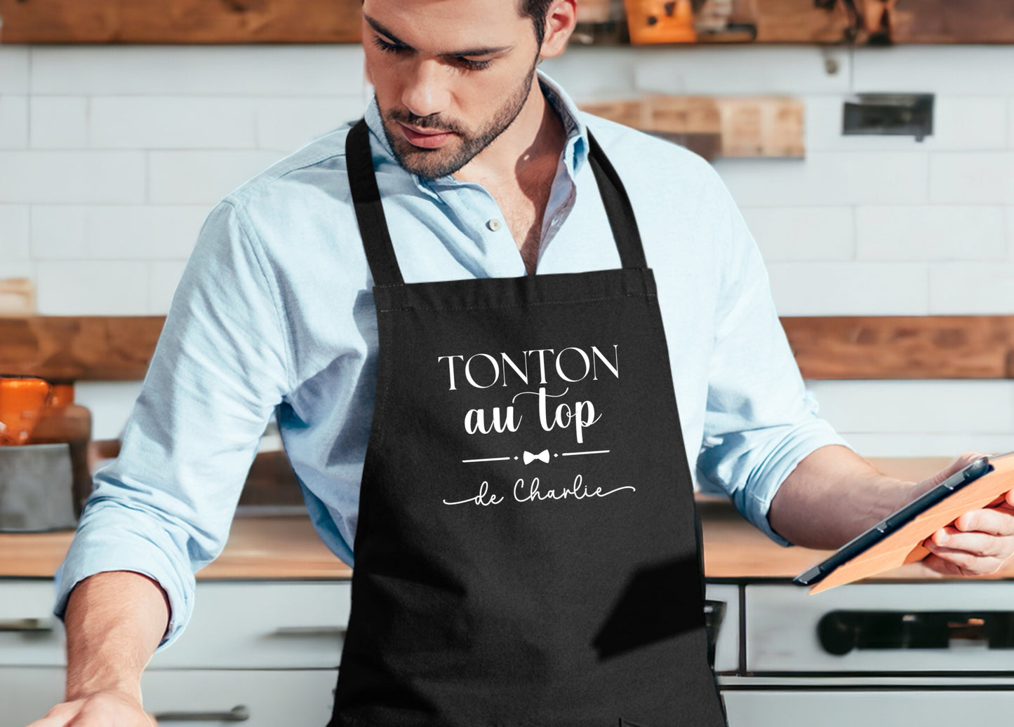 Tablier de cuisine personnalisé avec prénom, Cadeau de cuisine, Cadeau tonton