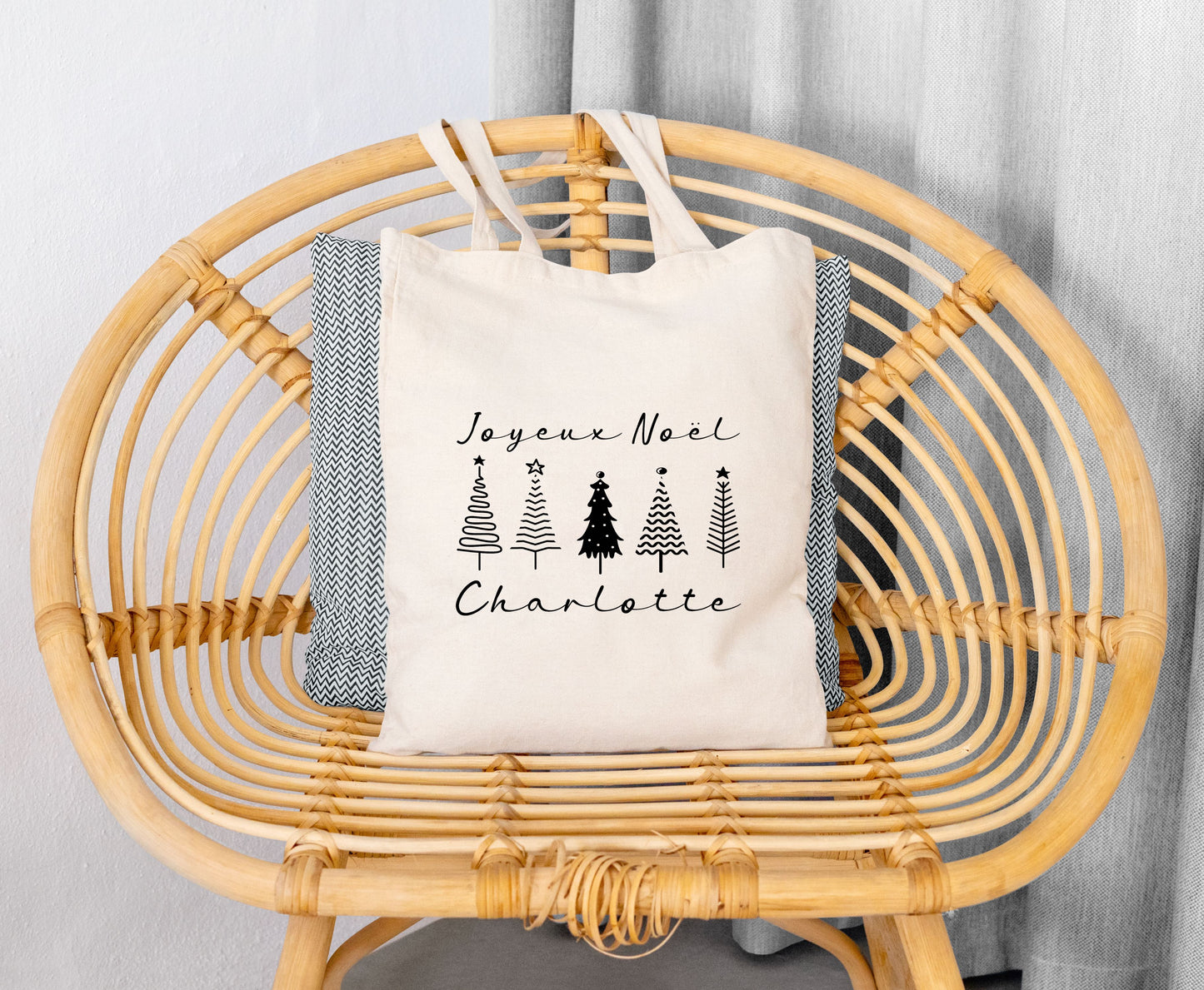 Tote Bag Noël personnalisé, Tote bag prénom, Cadeau noël