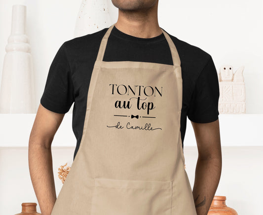 Tablier de cuisine personnalisé avec prénom, Cadeau de cuisine, Cadeau tonton