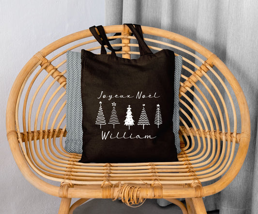 Tote Bag Noël personnalisé, Tote bag prénom, Cadeau noël