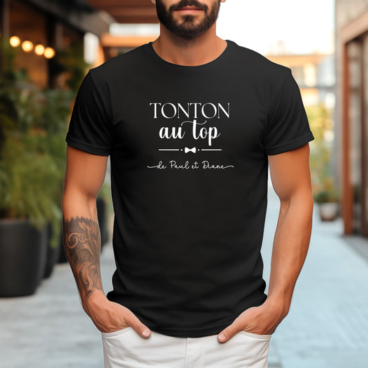 T-shirt personnalisé Tonton au top, Cadeau tonton original, Idée cadeau oncle, T-shirt homme personnalisé
