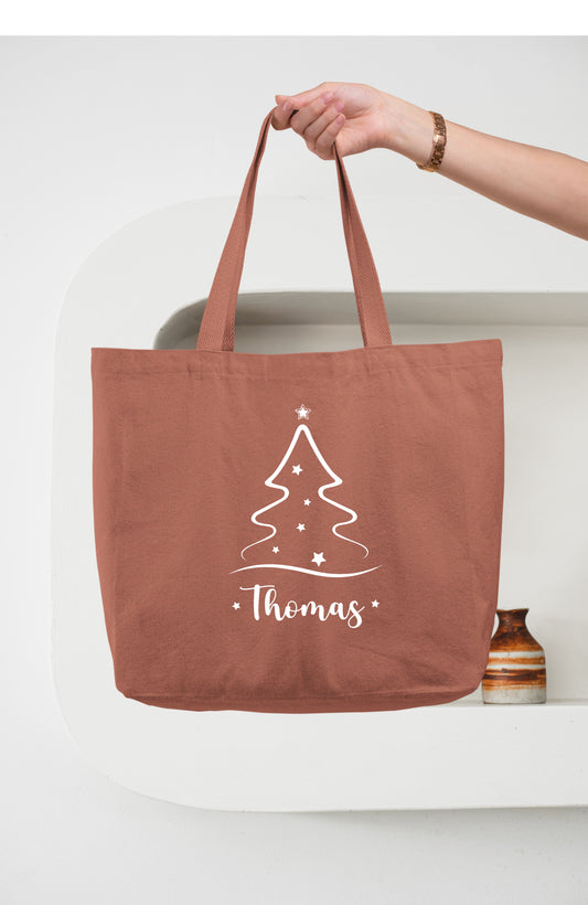 Sac Noël personnalisé, Cabas Personnalisé en coton, Sac cadeau , Sac fourre-tout, Sac prénom