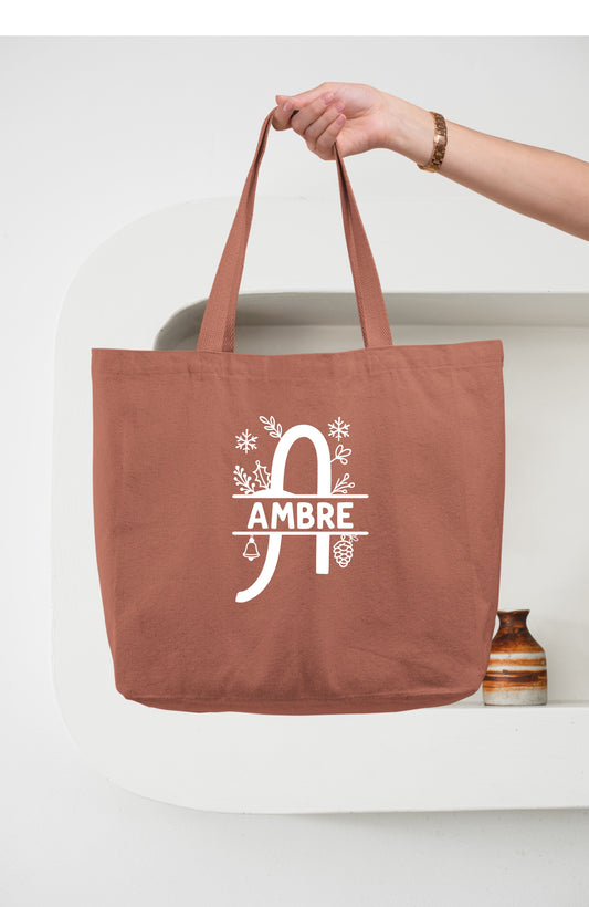 Sac Noël personnalisé, Cabas Personnalisé en coton, Sac cadeau , Sac fourre-tout, Sac prénom