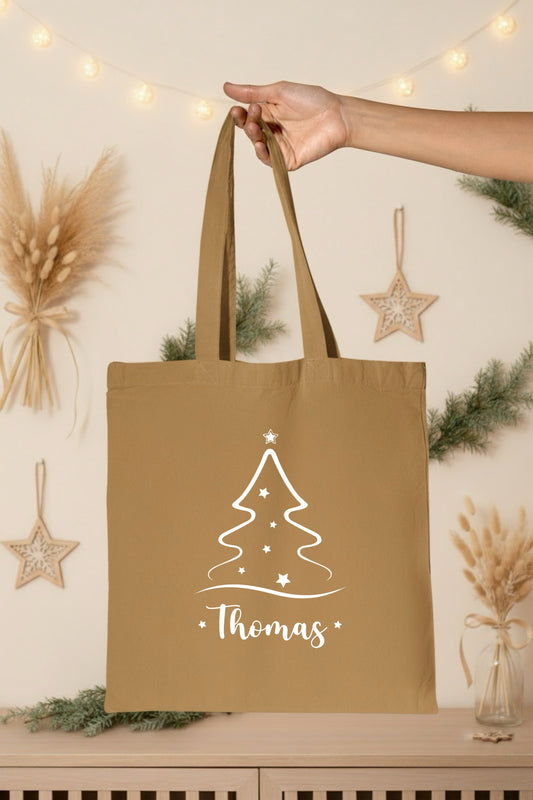 Tote Bag Noël personnalisé, Tote bag prénom, Cadeau noël