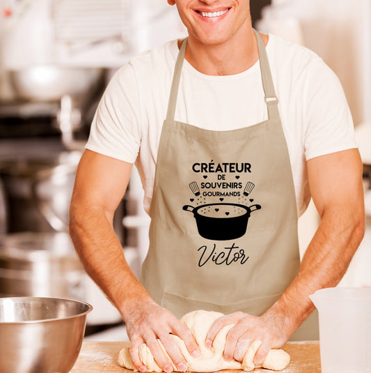 Tablier de cuisine personnalisé avec prénom, Cadeau de cuisine