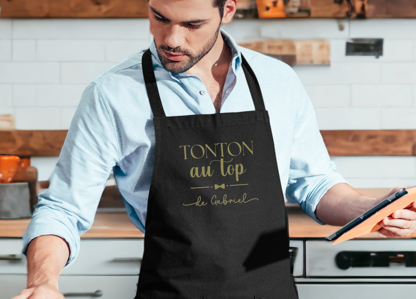Tablier de cuisine personnalisé avec prénom, Cadeau de cuisine, Cadeau tonton