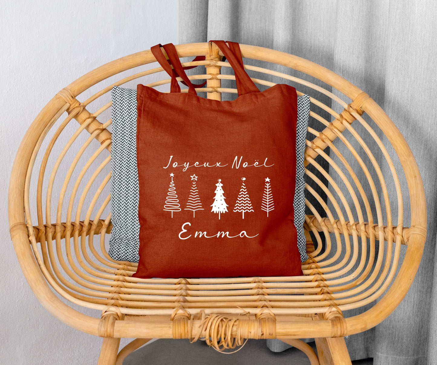 Tote Bag Noël personnalisé, Tote bag prénom, Cadeau noël