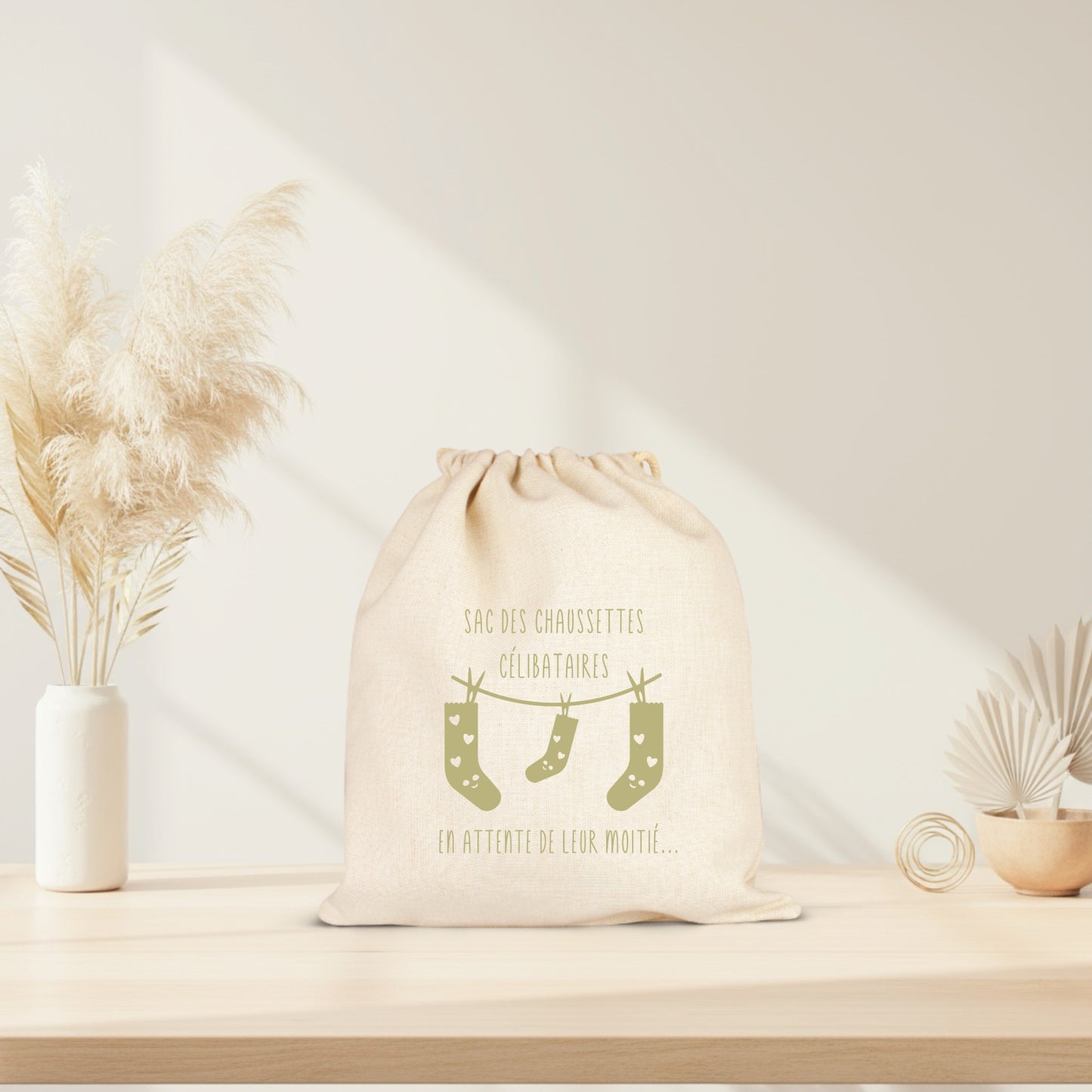 Pochon "sac des chaussettes célibataires" – Rangement chaussettes – Organisation maison – Idée cadeau humour