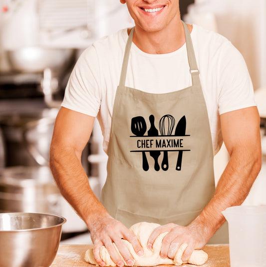 Tablier de cuisine personnalisé avec prénom, Cadeau de cuisine, Cadeau de Noël
