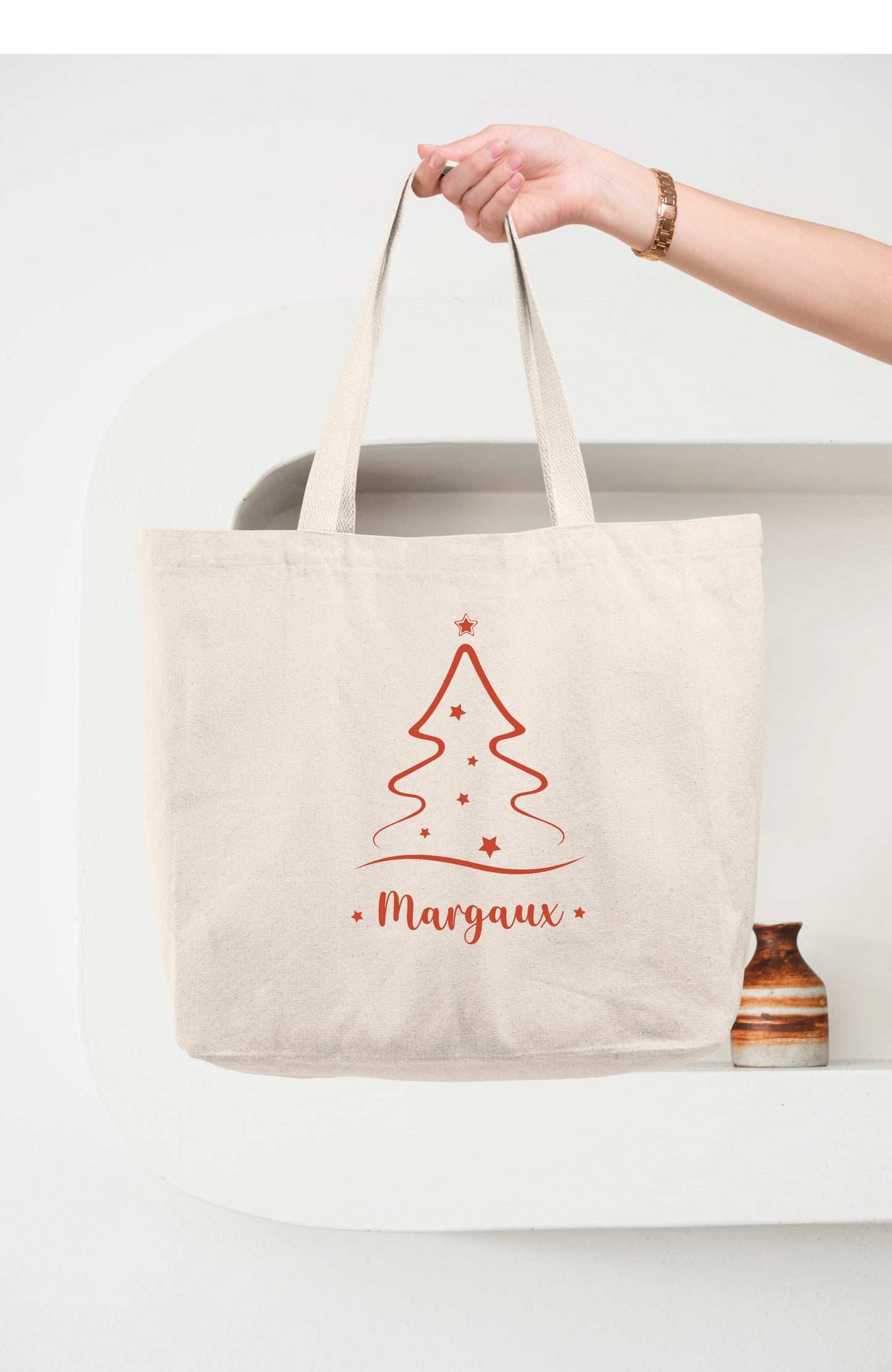 Sac Noël personnalisé, Cabas Personnalisé en coton, Sac cadeau , Sac fourre-tout, Sac prénom