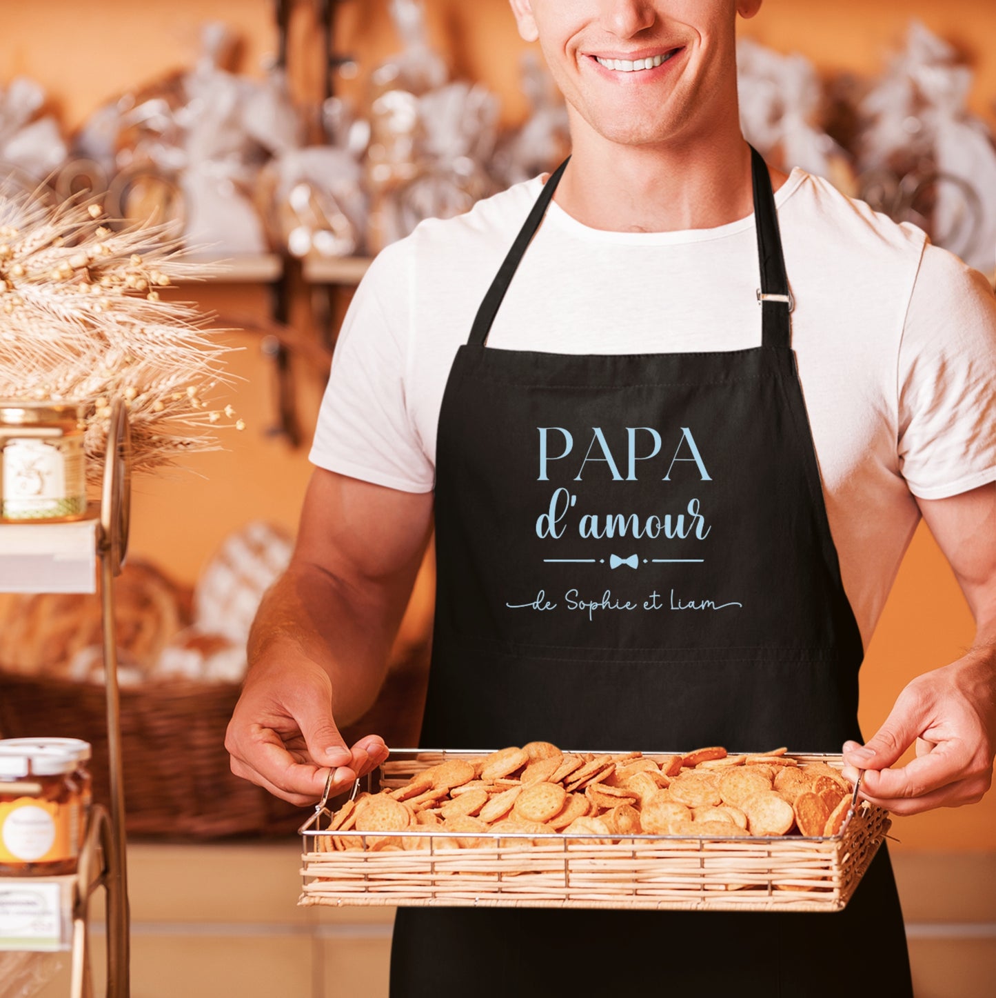 Tablier de cuisine personnalisé avec prénom, Cadeau de cuisine, Cadeau papa