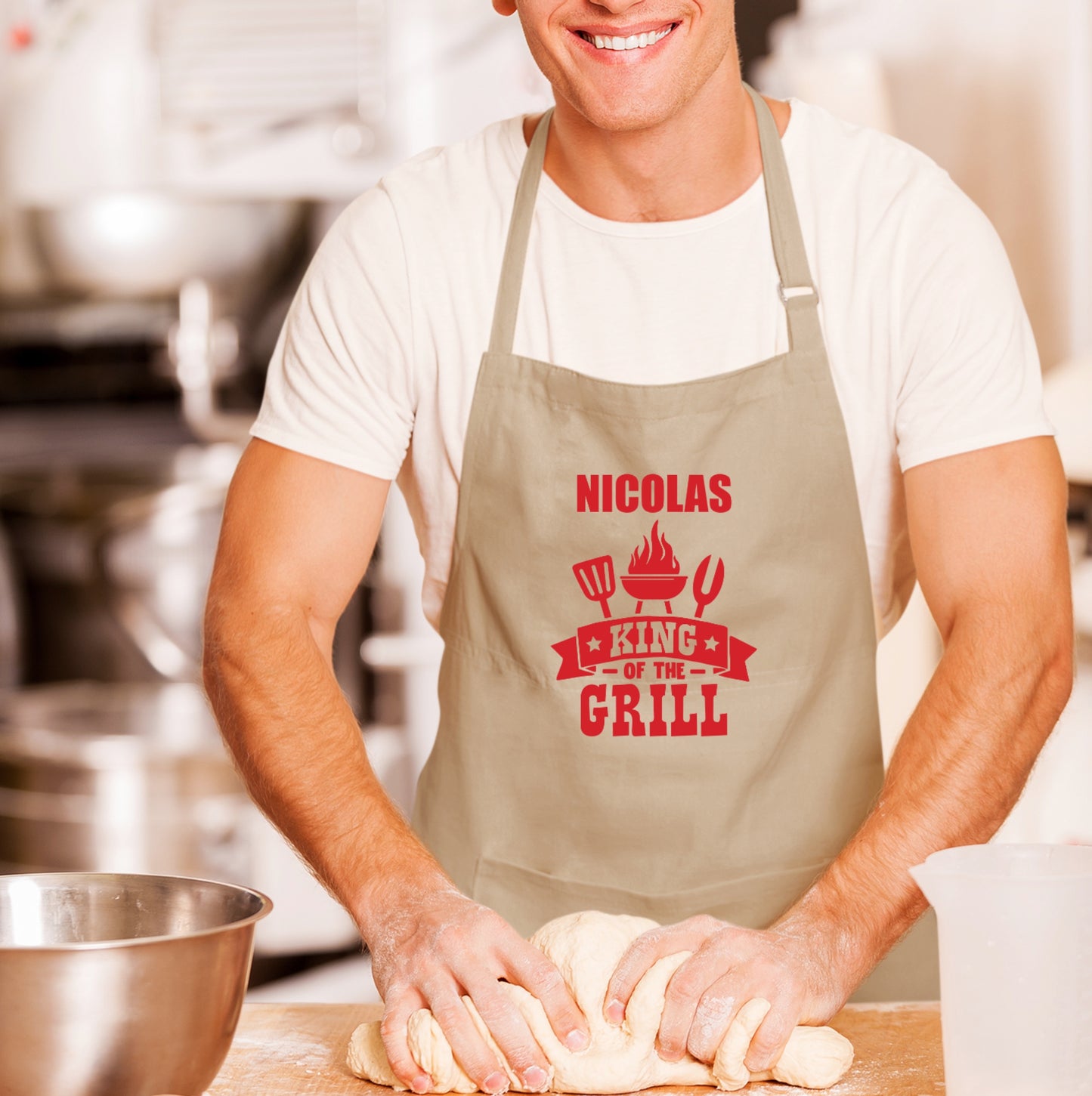 Tablier barbecue personnalisé avec prénom, Cadeau pour barbecue, Fêtes des pères, Cadeau papa