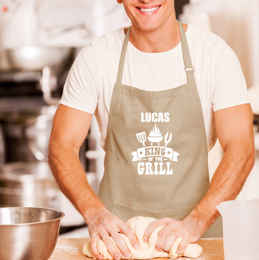 Tablier barbecue personnalisé avec prénom, Cadeau pour barbecue, Fêtes des pères, Cadeau papa