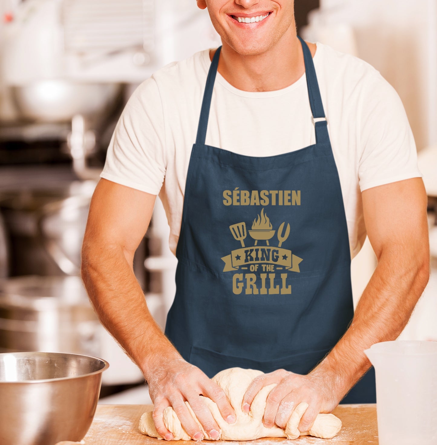 Tablier barbecue personnalisé avec prénom, Cadeau pour barbecue, Fêtes des pères, Cadeau papa