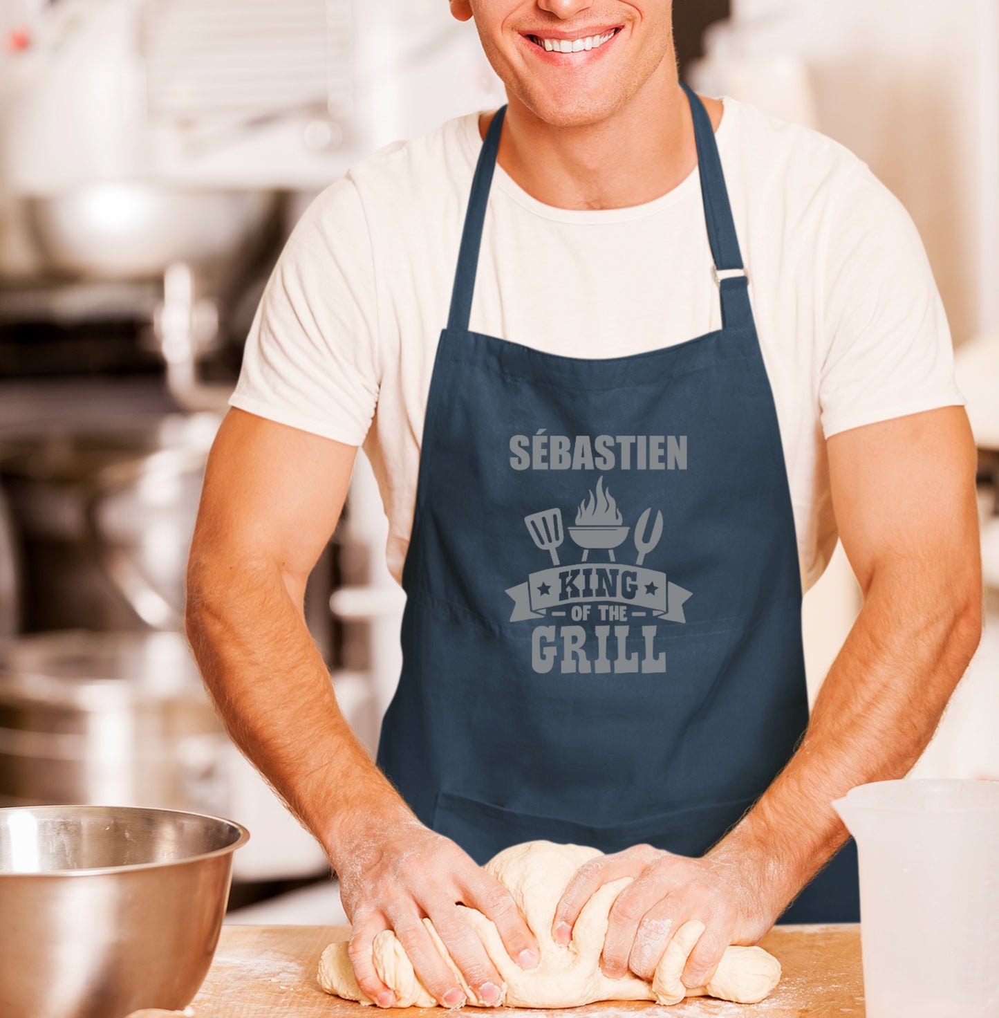 Tablier barbecue personnalisé avec prénom, Cadeau pour barbecue, Fêtes des pères, Cadeau papa