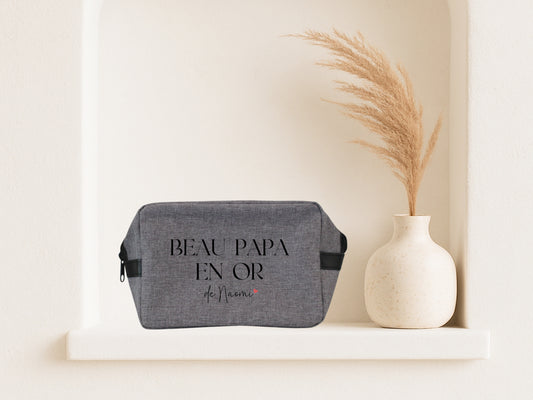 Trousse de toilette personnalisée "Beau Papa en Or" – Cadeau beau-papa – Fête des Pères