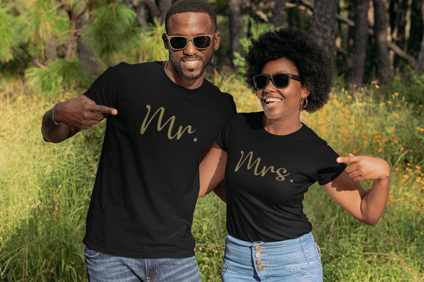 T-shirt de couple assorti Mr et Mme, T-shirt mariage, cadeau saint valentin