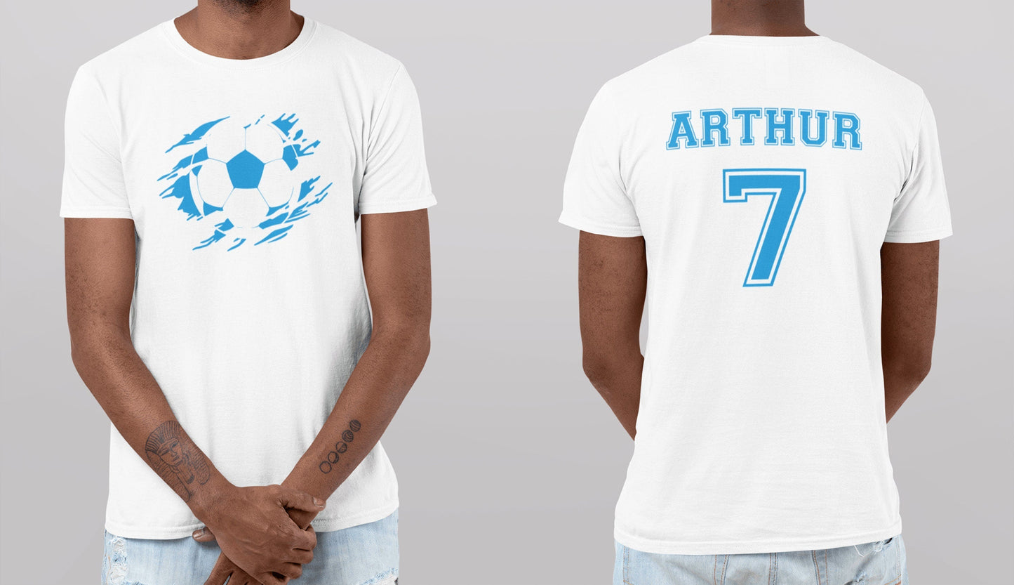 T-Shirt football personnalisé, Cadeau anniversaire footballeur personnalisé, T-shirt populaire