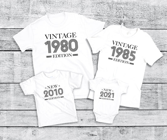T-shirt famille assorti, T-shirt vintage, T-shirt anniversaire, Cadeau de naissance, Cadeau personnalisé