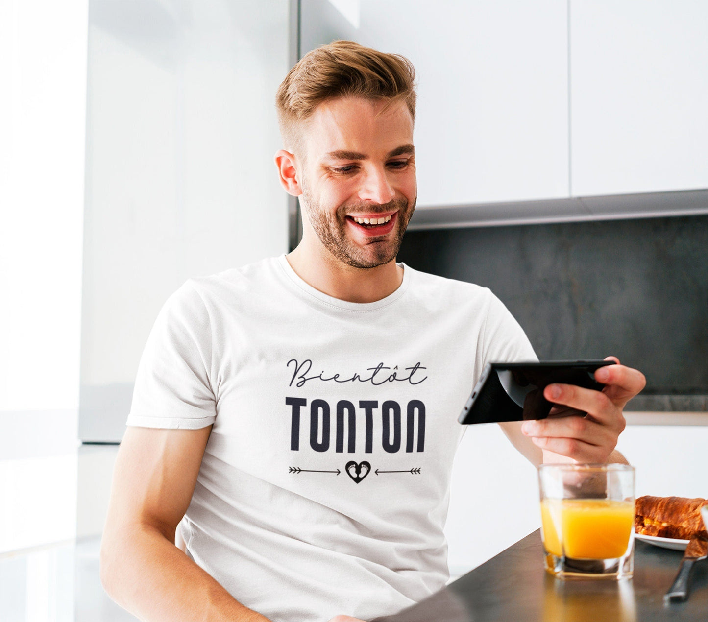 T-shirt annonce grossesse, Bientôt Tonton, Idée cadeau naissance