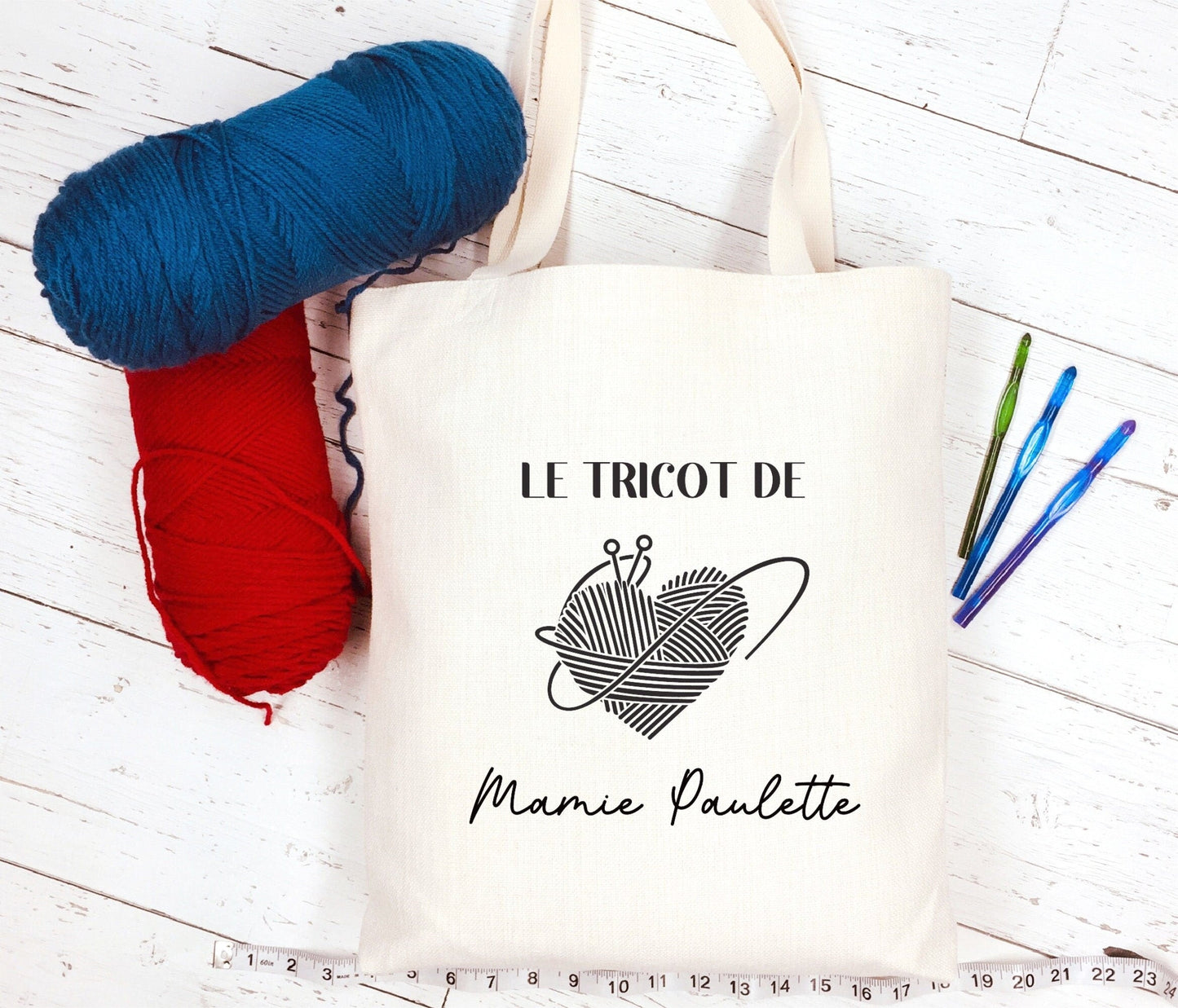 Sac en toile personnalisable, Cadeau mamie personnalisé, Sac à tricot, Fêtes des grands mères