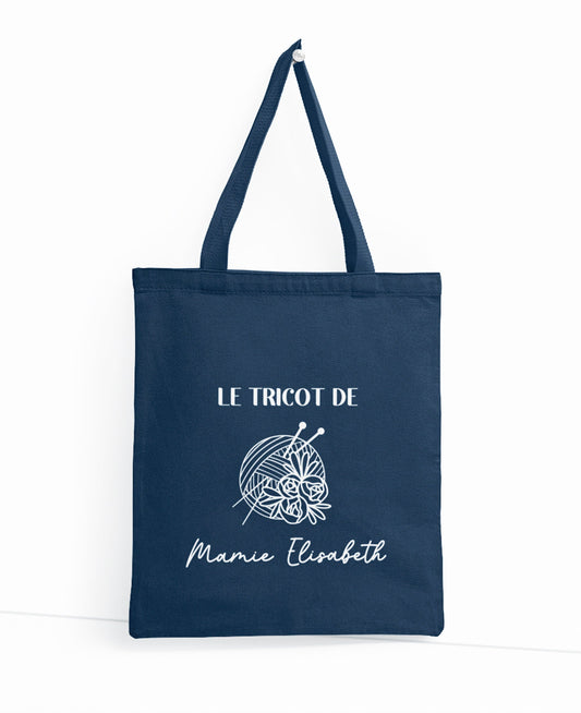 Sac en toile personnalisable, Cadeau mamie personnalisé, Sac à tricot, Fêtes des grand mères