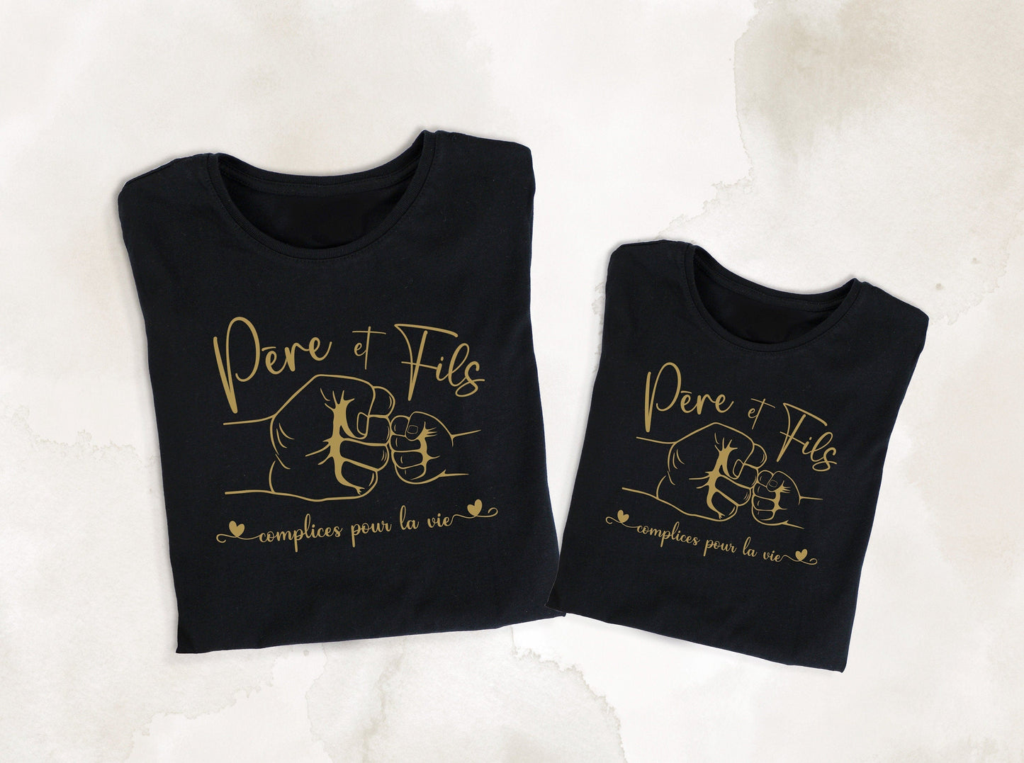 Duo T-Shirt Père Fils Assorti - Ensemble Tee-Shirt Adulte Enfant Personnalisé