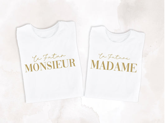 T-shirt de couple assorti Mr et Mme, T-shirt couple mariage