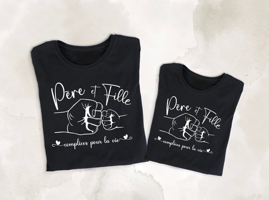 Duo T-Shirt Père Fille Assorti - Ensemble Tee-Shirt Adulte Enfant Personnalisé