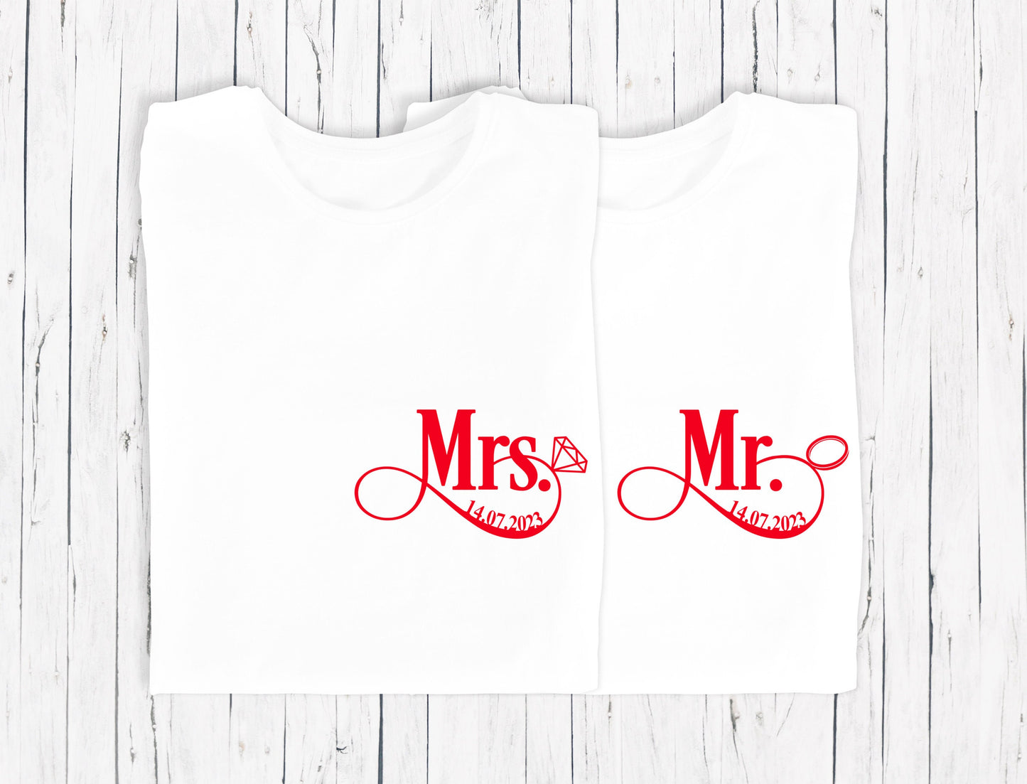 T-shirt de couple assorti Mr et Mme, T-shirt couple mariage