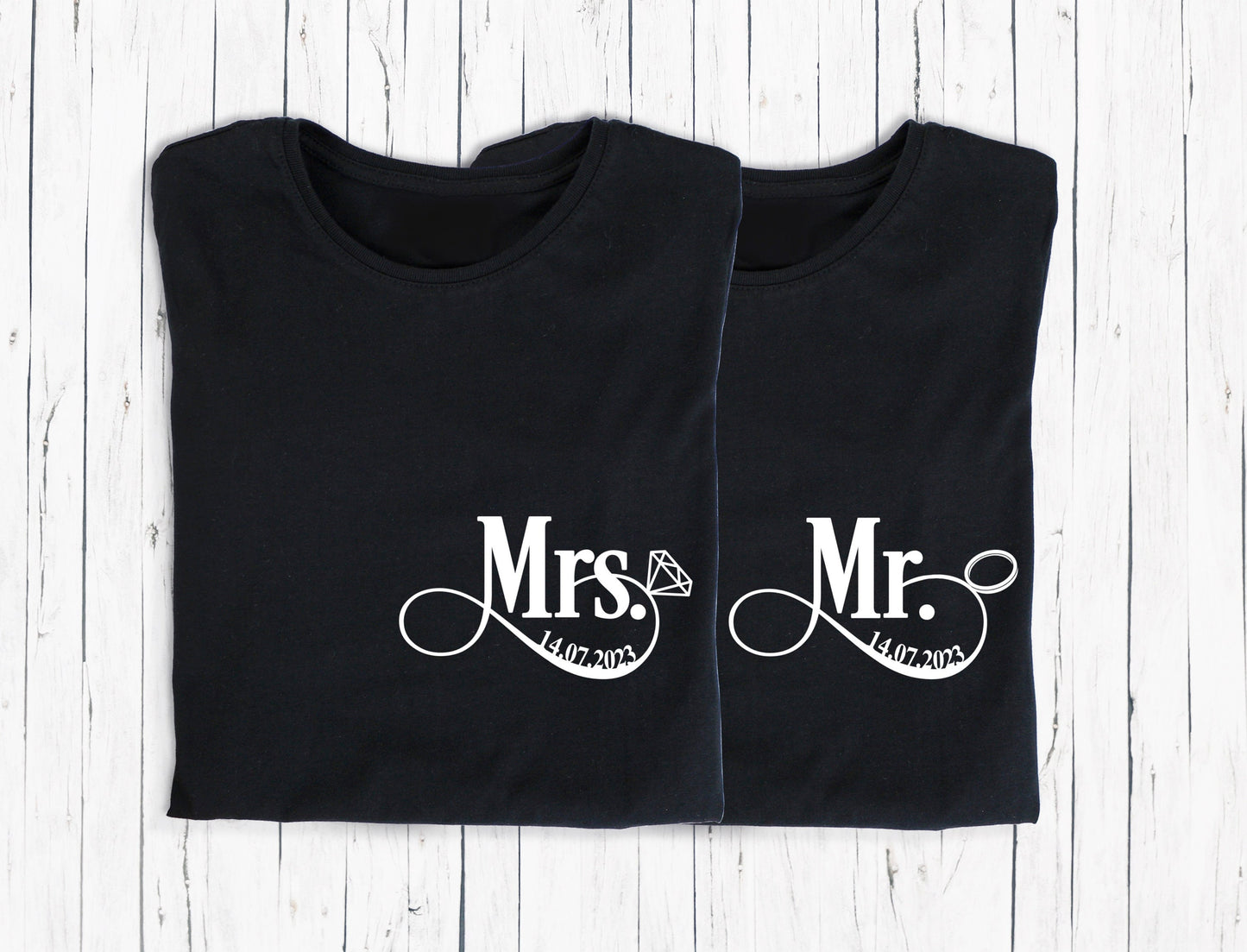 T-shirt de couple assorti Mr et Mme, T-shirt couple mariage