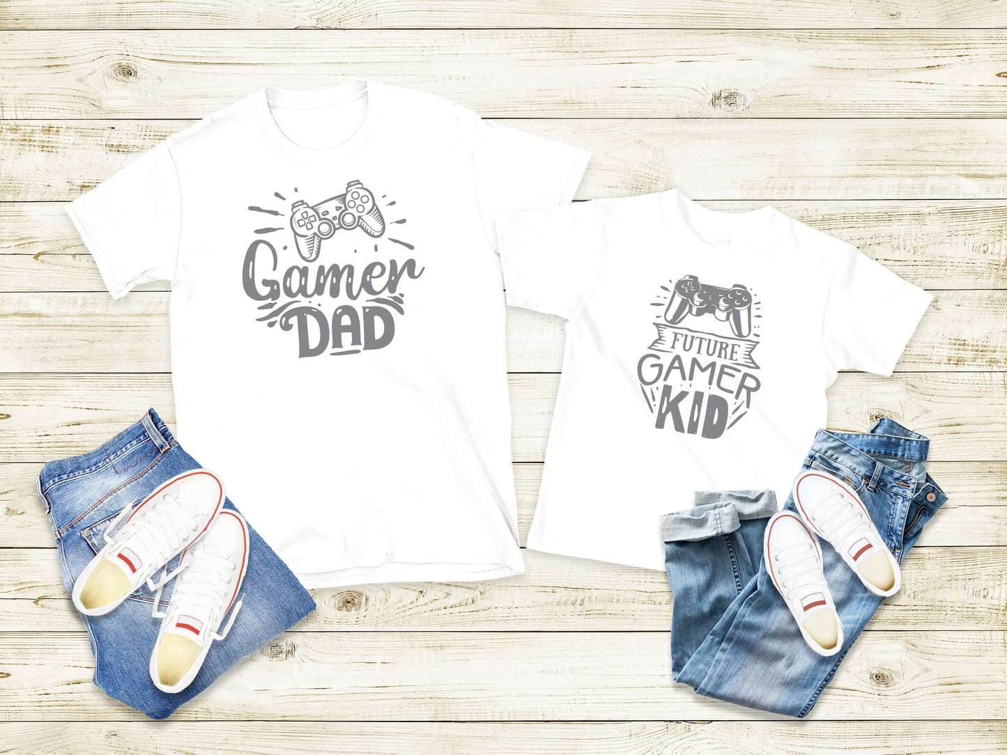 T-shirt personnalisé papa, Gamer Dad Gamer Kid, Ensemble Tee-Shirt Adulte Enfant Personnalisé, Idée cadeau papa