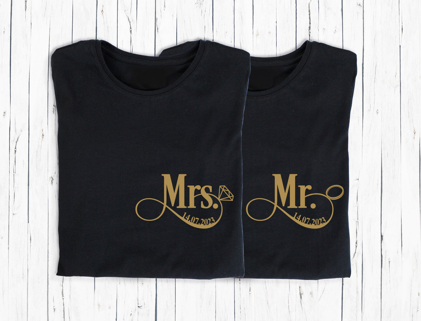 T-shirt de couple assorti Mr et Mme, T-shirt couple mariage