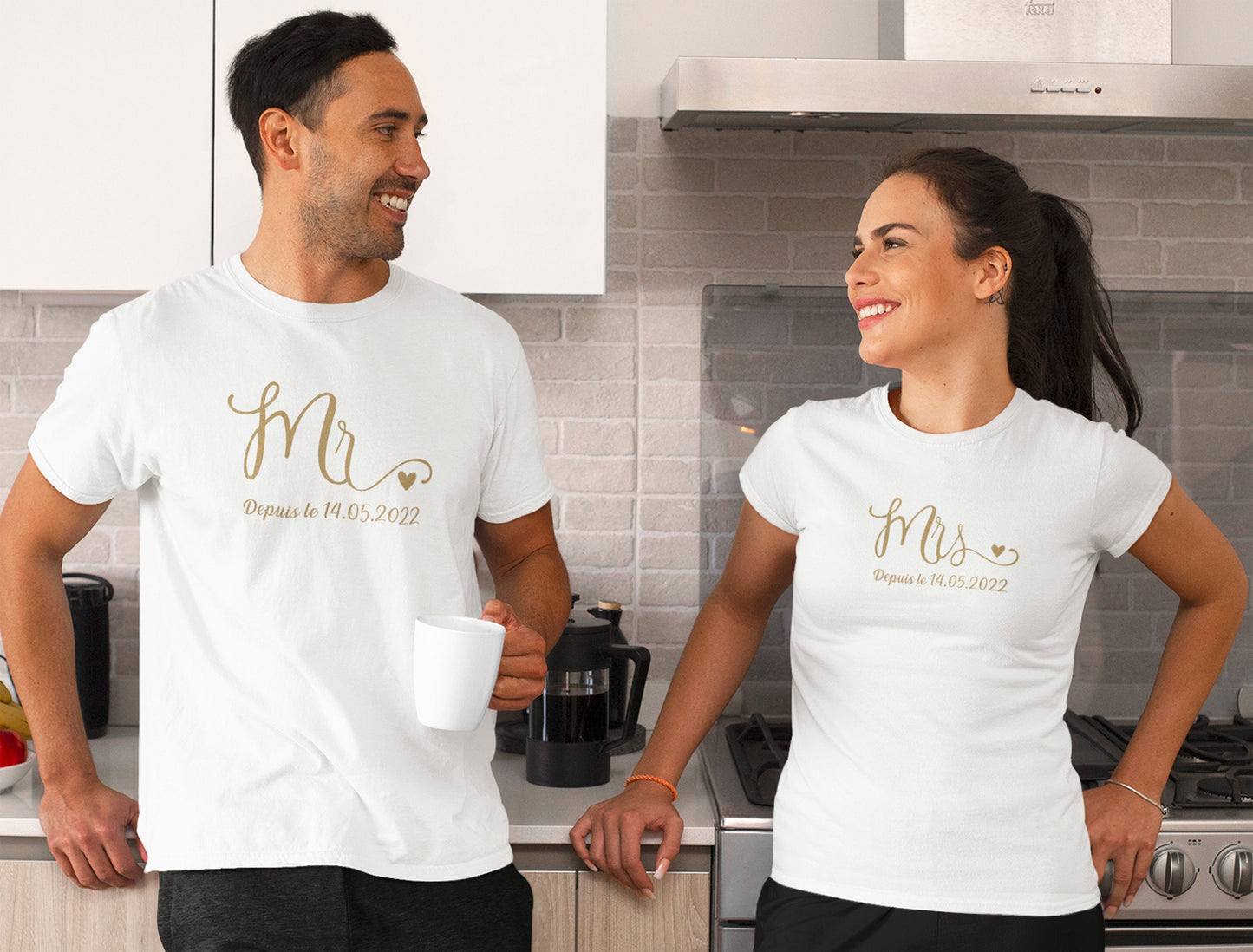T-shirt de couple assorti Mr et Mme, T-shirt couple mariage