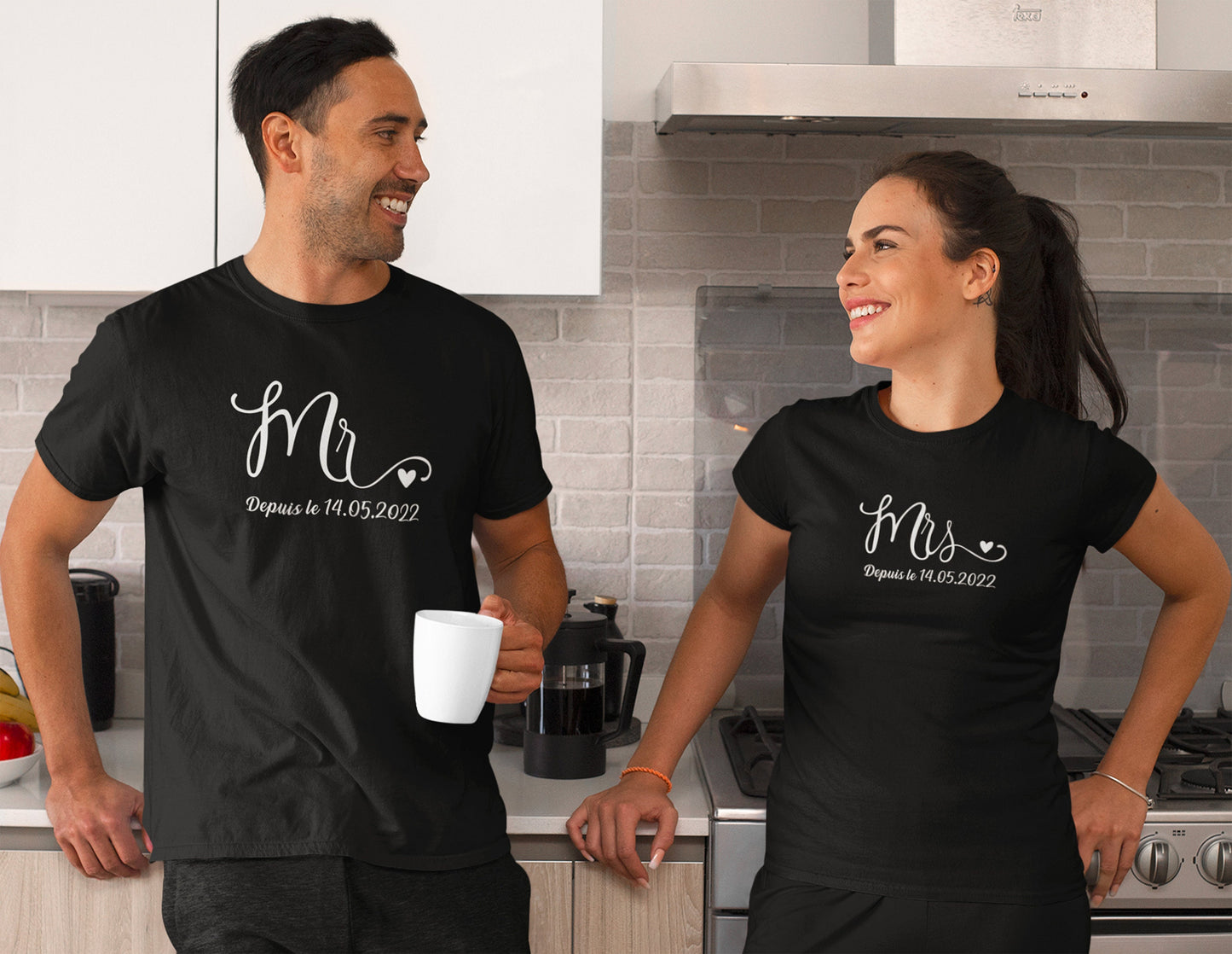 T-shirt de couple assorti Mr et Mme, T-shirt couple mariage