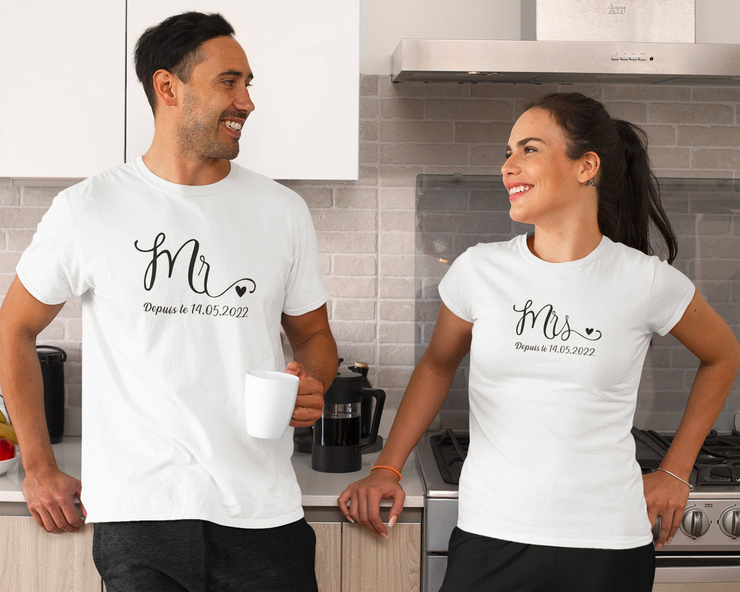 T-shirt de couple assorti Mr et Mme, T-shirt couple mariage