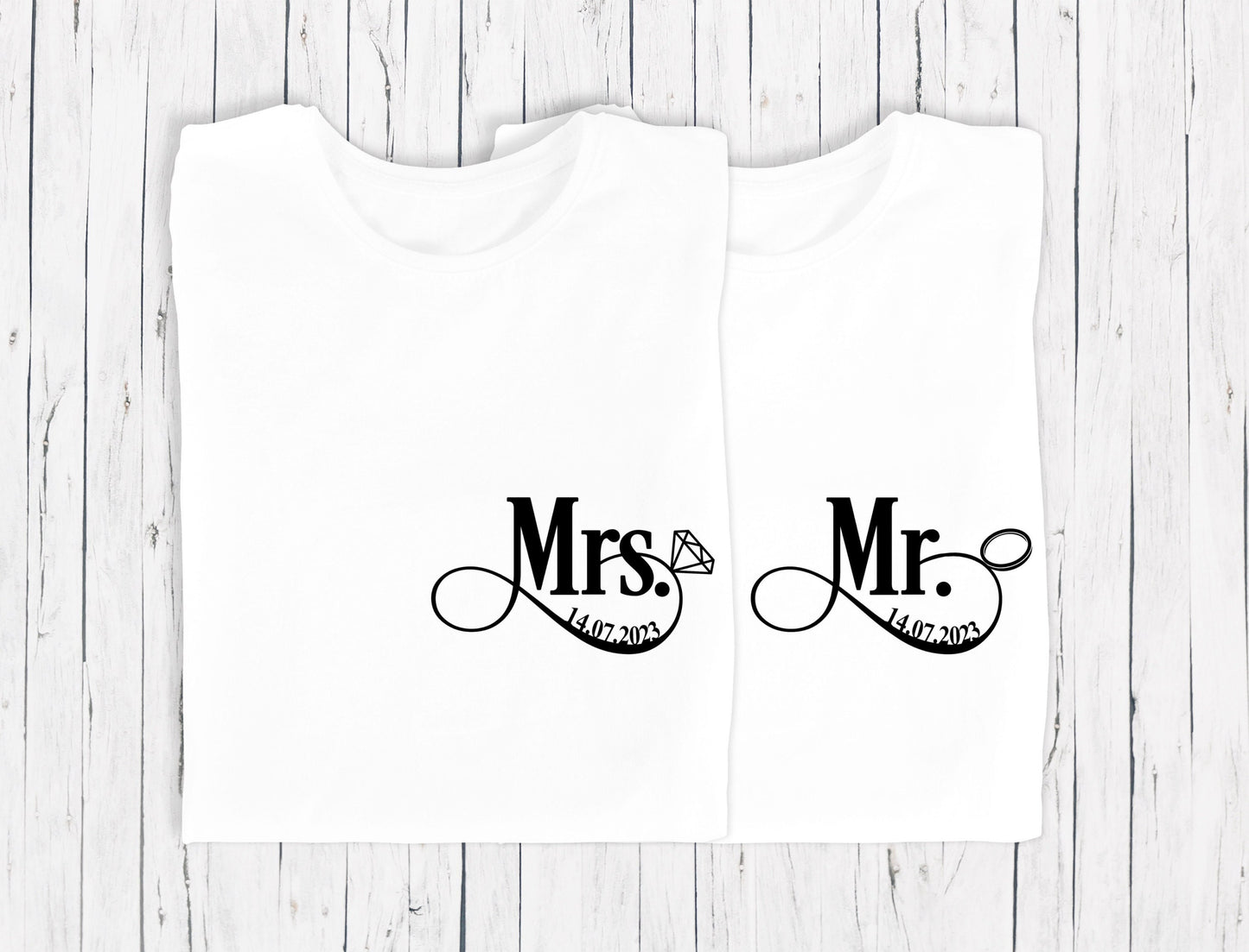 T-shirt de couple assorti Mr et Mme, T-shirt couple mariage