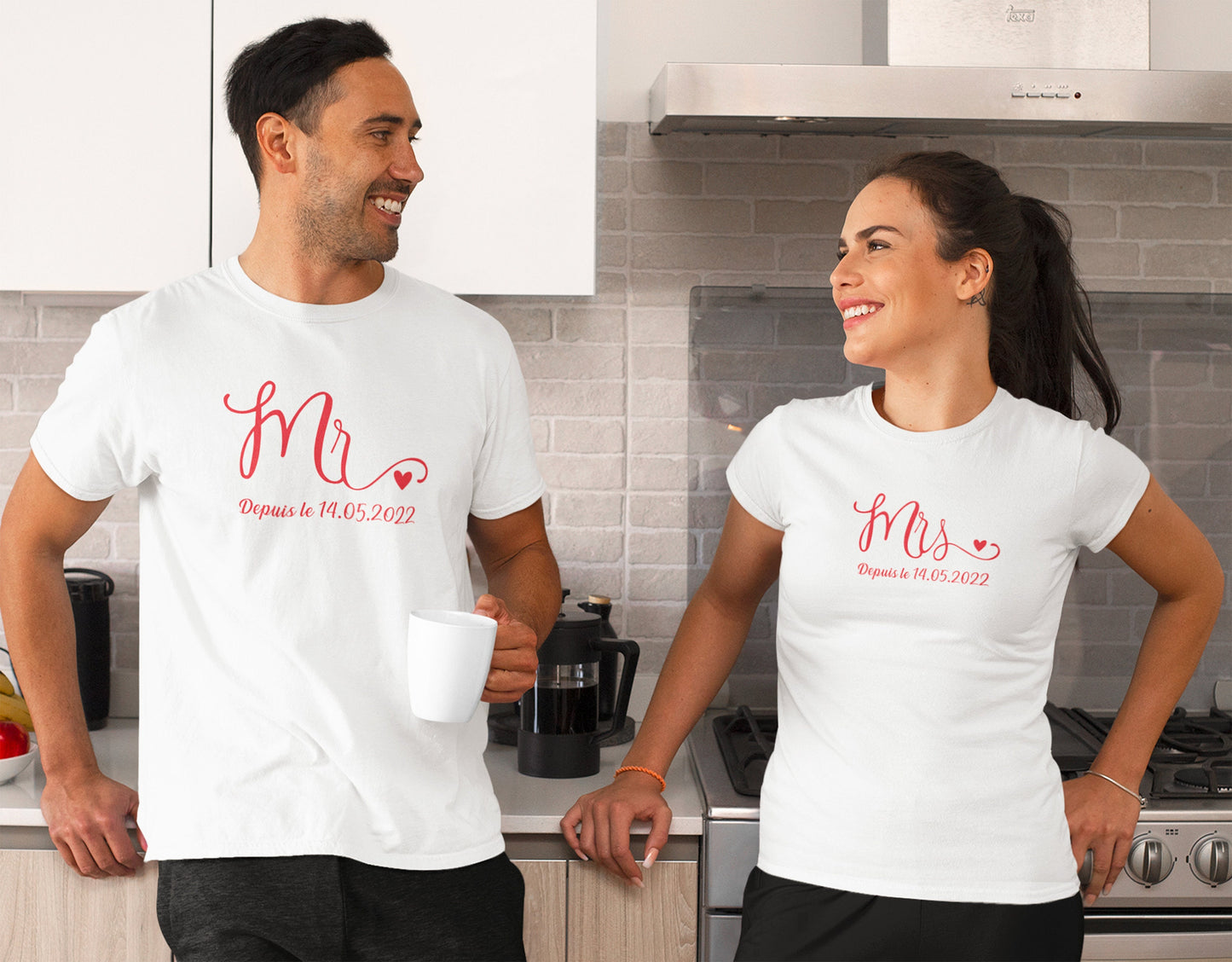 T-shirt de couple assorti Mr et Mme, T-shirt couple mariage