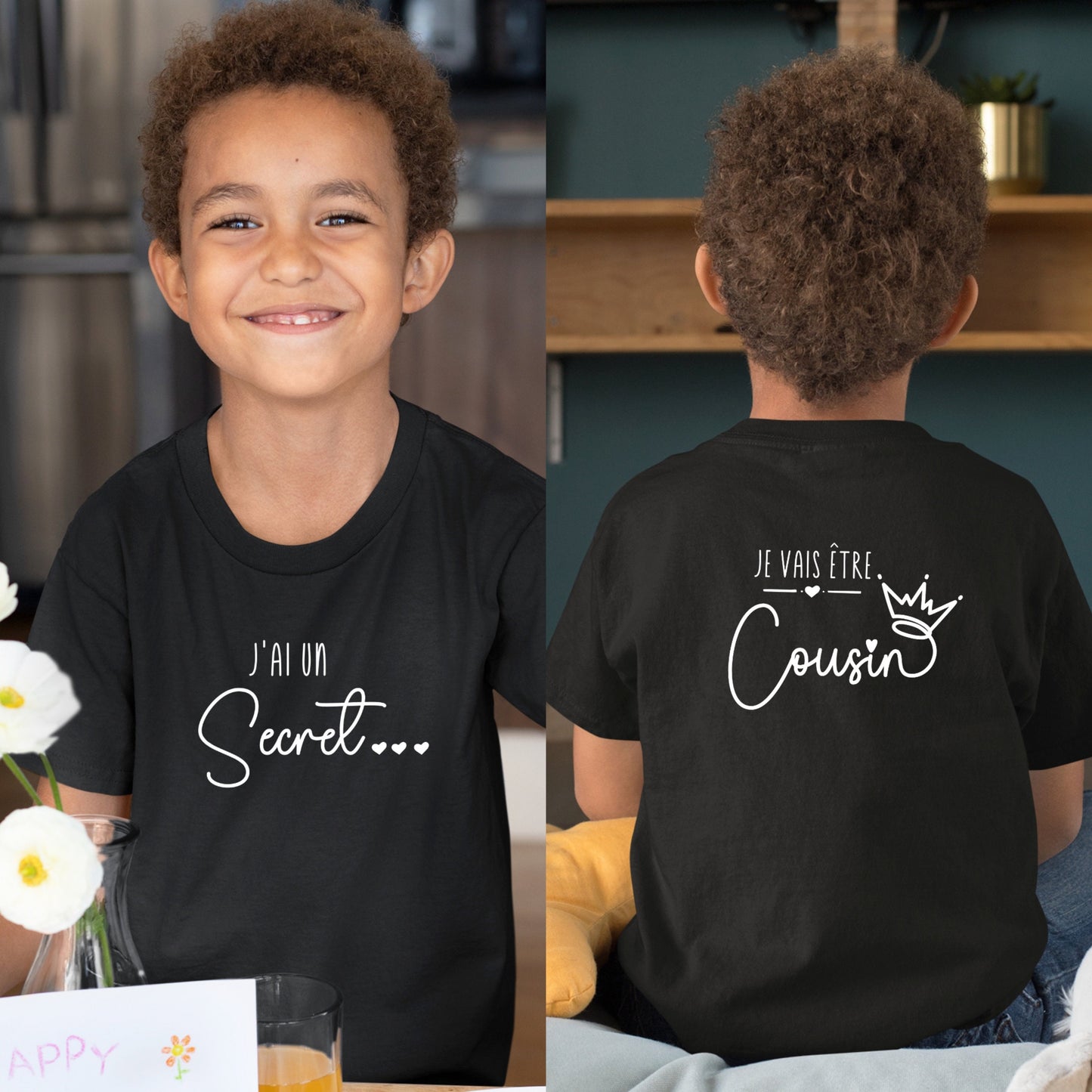 T-shirt futur cousin, Annonce grossesse, Bientôt cousin, T-shirt enfant, Je vais être cousin
