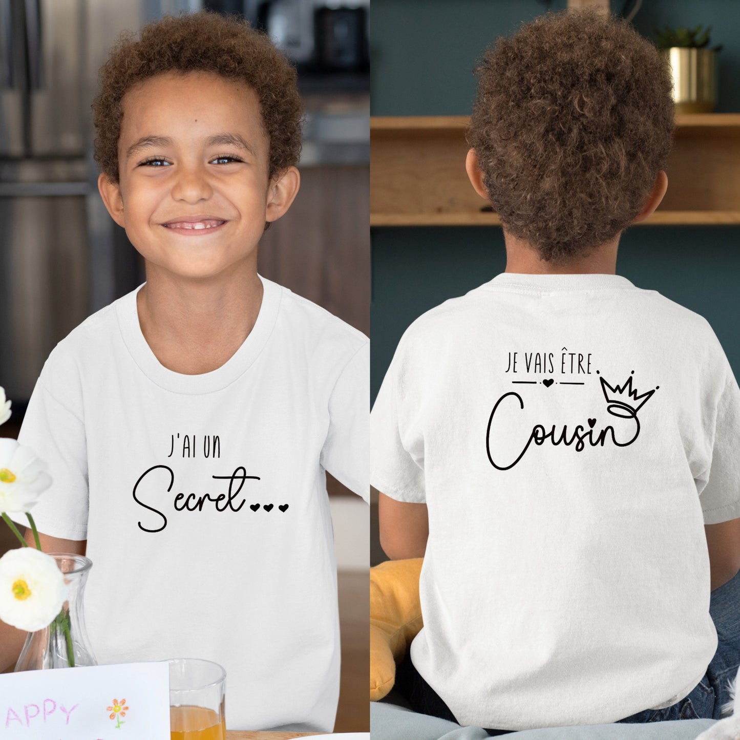 T-shirt futur cousin, Annonce grossesse, Bientôt cousin, T-shirt enfant, Je vais être cousin