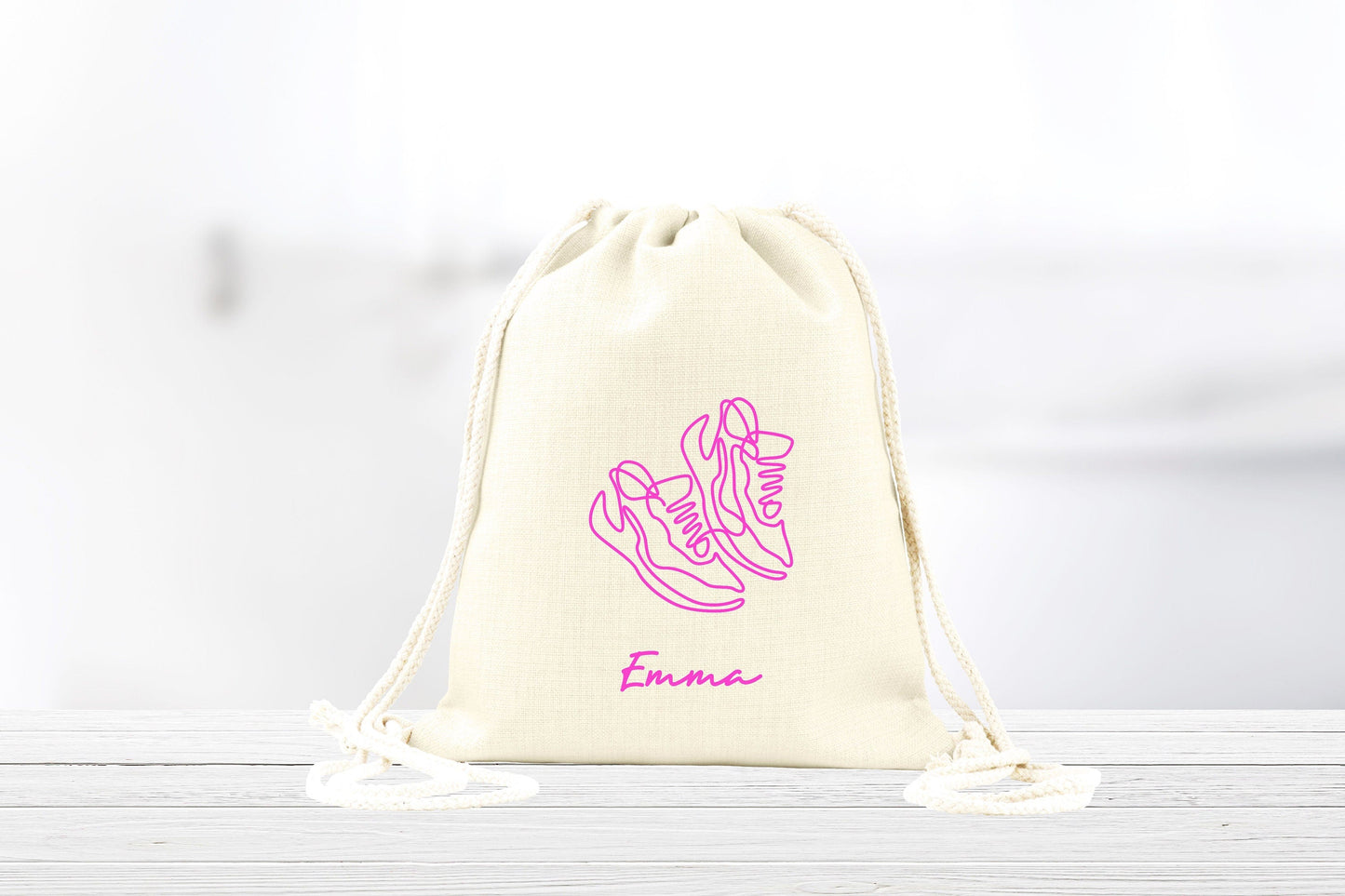 Sac à dos à cordon, Sac à dos personnalisé prénom, Sac chaussures